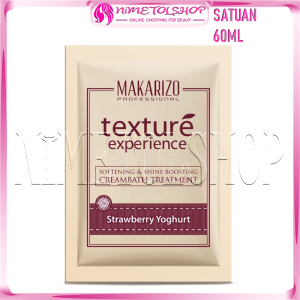 (SATUAN) MAKARIZO Texture Experience Creambath 60ml STRAWBERRY YOGHURT Sachet Rambut Collagen Kerati
