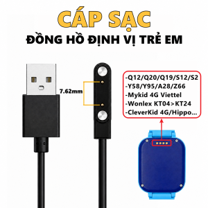 Cáp sạc cho đồng hồ trẻ em Q12 Y95 MyKid 4G Wonlex CleverKid...Tương thích với đồng hồ định vị