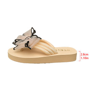 [Free Shipping] 2026 New Style Thick-Soled Soft Handmade Bow-Knot Slippers For Women Summer Open-Toe Sandals With A Slight Wedge Heel Perfect For Outdoor Wear