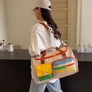 Fashionable and casual large-capacity sports and fitness bag for short trips business trips and travel with dry and wet separation and carry-on storage bag