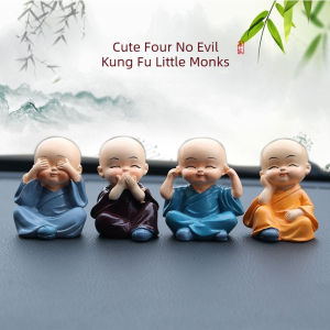 4Pcs Kung Fu Little Monk Figurines See Hear Speak Do No Evil