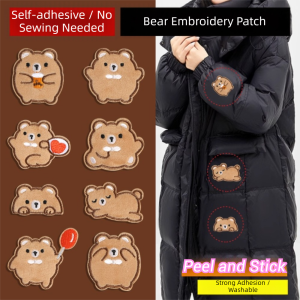 CANICECA DIY Clothing Embroidery Patch Self Adhesive Cartoon Bear Badge Sticker Fahsion Waterproof Phone Bag Decorative Fabric Patch Clothing Accessories