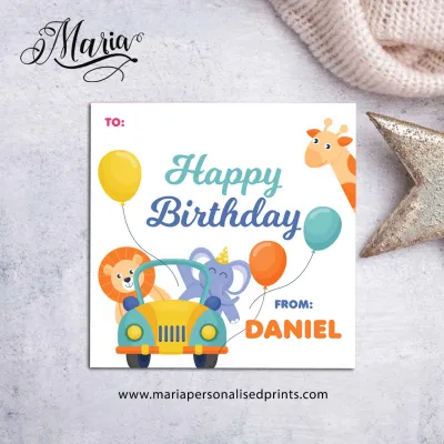 Maria Personalized Birthday Greeting Tags or Stickers Design A-Z