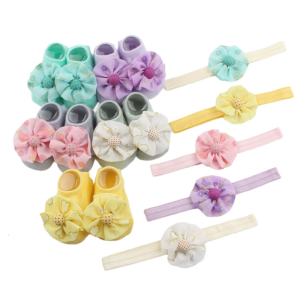 Hairbands với vớ bé họa tiết hoa headband cho 0-6 tháng dây buộc tóc em bé mềm Khăn trùm đầu co giãn đạo cụ chụp ảnh