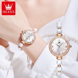 OLEVS 9968 Natural Fresh Simple Bracelet Strap Water Pearl Watch Exquisite Quartz Watch Womens Ladies