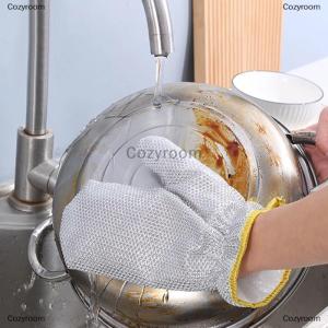 [COD] Cozyroom ถุงมือทำความสะอาดงานบ้านถุงมือลวดเหล็กบอลถุงมือล้างจานกันน้ำได้แปรงน้ำมันชามสิ่งประดิษฐ์สำหรับทำความสะอาดในครัวเรือนถุงมือเงิน
