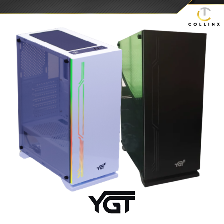 YGT ATX D02 Case White Black Tempered Glass ATX/Micro-ATX/Mini