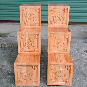 Bục tam cấp bàn thờ Thần Tài Thổ Địa mặt 16cm gỗ xoan cao cấp – Mẫu mới