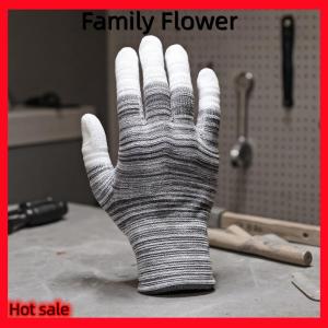 Family Flower Flash Sale 12 cặp xe vinyl bọc găng tay Polyester PU tráng ngón tay găng tay chống tĩnh điện không bụi Cửa Sổ Màu làm việc găng tay