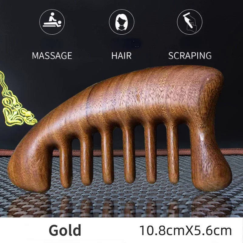 Natural Green Sandalwood Wide Tooth Hair Comb, Anti-Static Scalp Massage Wooden Comb For Men Women Gift
_maomaolike.com