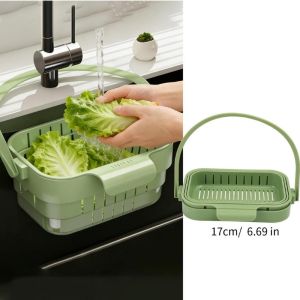 2Pcs Foldable Telescopic Sink Strainer Basket Durable PP Hanging Drain Colander Versatile Kitchen Fruit Vegetable Washing Tool