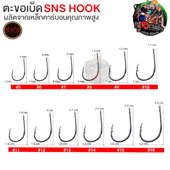 ราคาถูกสุด มีหลายขนาดให้เลือก ตะขอเบ็ด SNS HOOK. ผลิตจากเหล็กคาร์บอน ...