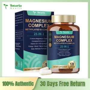 Totaria 25-in-1 Magnesium Complex 1000mg with 13 Active Types Methylated B Complex D3 & K2 - Ultimate Relaxation & Energy Support 120 Capsules