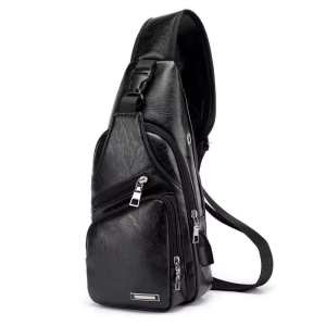 Lelaki USB Crossbody Bag Retro Leather Chest bag Men Cross body bag Bag lelaki Men bag Sling Bag