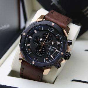 (BISA COD) Jam Tangan Pria Alexandre Christie AC 6599 AC6599 Original Garansi Resmi 1 Tahun - Tali Kulit