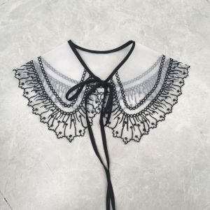 General Womens Double-Layered Fake Collar Laced Bowknot Babydoll Collar Shawl