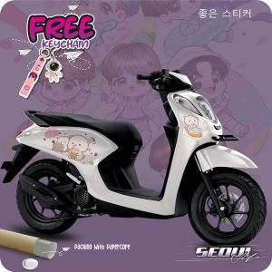 Decal stiker motor Genio Full Body ( FREE KEYCHAIN ) mochi Lucu Keren Polos