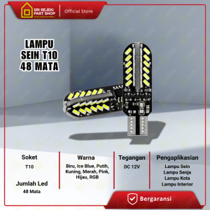 (Sepasang) Lampu Sein Senja Soket T10 48 Mata 2 Mode Running & Kedip Flash Lampu Motor Mobil