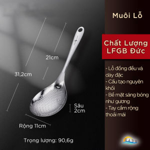 Muôi Vá Inox 304 SSGP Gồm Muôi Múc Canh và Muôi Thủng Vớt Lẩu Lòng Sâu Cán Rộng Chắc Chắn Cao Cấp