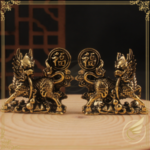 Decor Mini Tượng Nhỏ Phúc Kỳ Lân Phong Thủy Để Bàn Cát Tường Vượng Tài Lộc Bằng Đồng Thau - Đồ Đồng Thuận Tâm