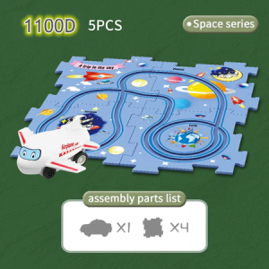 Mainan Puzzle Mobil Rel Listrik DIY Rakitan Jigsaw Jalur Kereta Api Fleksibel Mainan Interaksi Orang Tua-anak Mobil Jalur Listrik