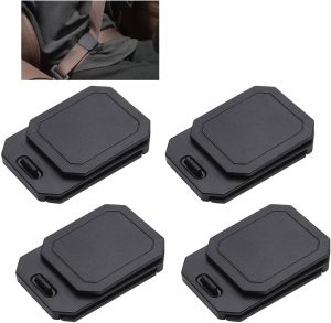 Seat Belt Comfort Pad Clips Shoulder and Neck Relief Anti-Slip Snap Design Universal Fit for Sedan SUV Truck RV Black 4 Pack