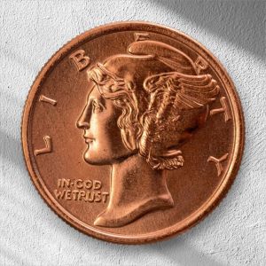 1 AVDP Oz Mercury Dime Design .999 Fine Copper Round Coin HM USA 1 Oz Copper Round Coin COPPERMAN