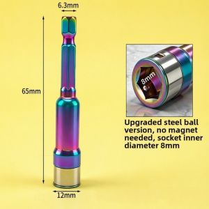 LUMIQLO 1/5Pcs Chrome Vanadium Steel Nut Driver Bit Steel Ball Retainer Non-ic Hex Socket Bit Screw Installation Power Drill Tools Hardware Accessories