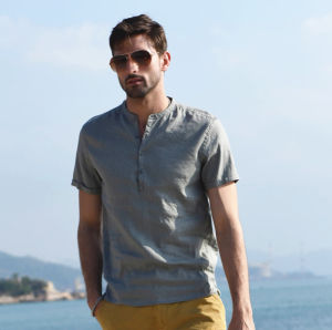 HUILISHI 9 COLOUR Chinese collar mens short-sleeved cotton shirt polo shirt