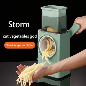 Multifunction Vegetable Cutter Slicer Hand Rotary Vegetable Grater Roller Shredder Potato Radish Scraper for Kitchen Tools
