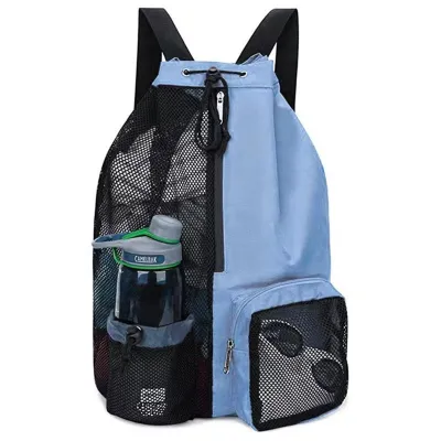 SG RumahHome® Nylon Drawstring Bag Waterproof Swim Backpack - Wet Dry Separate With Pouch Mesh Gym Beach Bag for Travel & Sport Lightweight