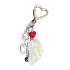 Handmade Đính Cườm Móc Khoá dạng túi đồ treo trang trí với Wing mặt hình trái tim món quà đầy màu sắc cho phụ nữ người đàn ông