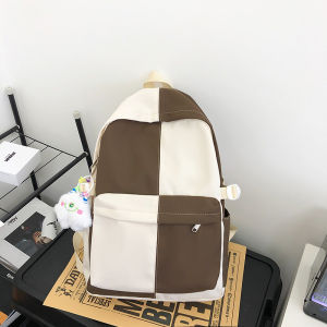WYK162 Tas Ransel Wanita Pria Sekolah Kuliah Motif Kotak Diagonal Backpack School Impor TKM