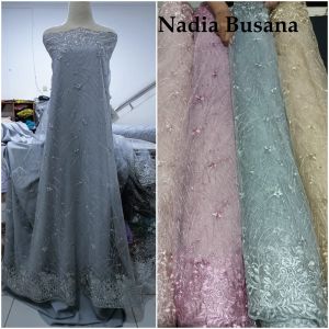 [1 m ] Bahan Kain Tulle Meteran Double Renda Tile Akar Mutiara - Bahan Lembut dengan Harga per 1 Meter