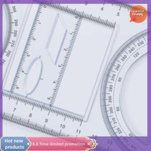 Graceful 1PCS Multi Functional 360 ° Movable Geometric Drawing Ruler For Primary School Mathematics Students Portable Transparent 3D Flat