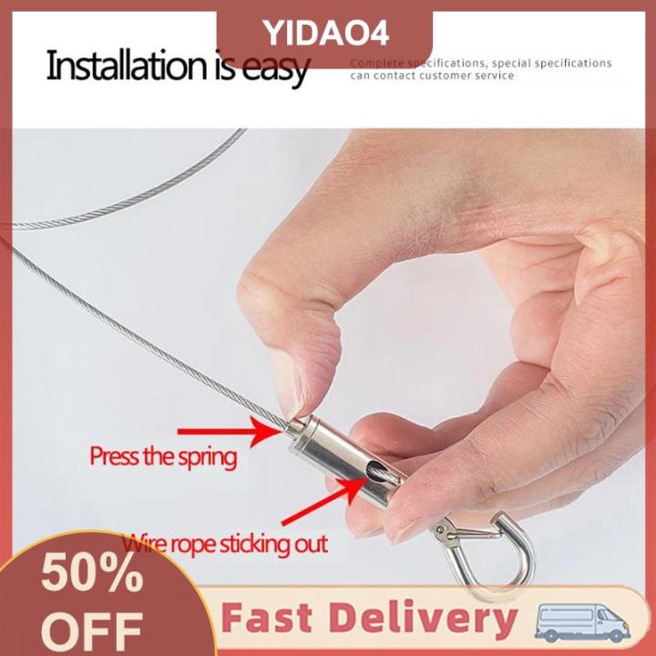 【YIDAO4】 Adjustable Automatic Wire Rope Spring Hook Clothesline Hanging ...