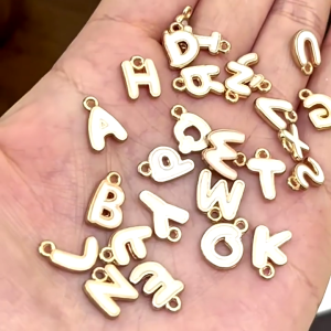 White Alloy Letter Beads Craft Supplies With Smooth Drip Coating For DIY Making And Gift Customization