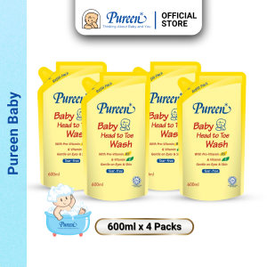 Pureen Baby Head To Toe Wash with Pro-Vitamin B5 & Vitamin E Refill Pack 600ml (Bundle Sale)