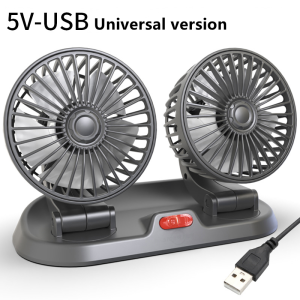 [SG Ready Stock] Car Strong Dual Fan Air Conditioning Double Booster Cooler 360° Desktop USB Mini Fan For Car Van Truck