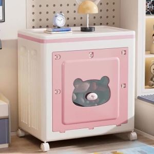 Sacesr Plastic Storage Cabinet Foldable Clothes Organizer Transparent Window Wheel Household Miscellaneous Home Storage Home Decor Q8H3K