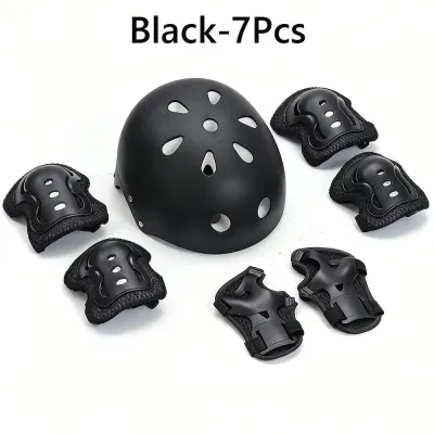 JIYAN2866 7Pcs/Set Thickened Guards Protective Gear Set Adjustable Shock-absorbing Kids Knee Pads and Elbow Pads Cartoon Protective Equipment Protective Body Gear Roller Skates