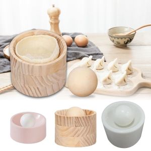 WENKEN Pastry Tool Dumpling Maker Round Shaped Reusable Dumpling Wrapper Skin Making Mold Durable DIY Wood Dumpling Skin Maker Household