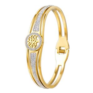 Cross-border best-selling hollow zircon-inlaid non-fading bracelet Ins Trendy Stainless Steel Tree of Life Bracelet for Women Wholesale