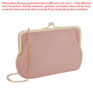 Royal Bagger Kiss Lock Wallets for Women Fashion Casual Clutch Wallet Purse Genuine Leather Mini Chain Crossbody Bag 1843