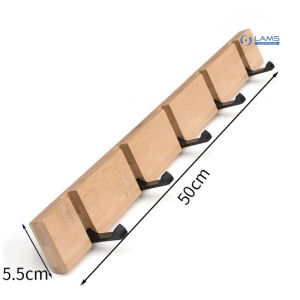 Móc treo quần áo gắn tường gỗ đã qua xử lý móc chịu ẩm loại 5 móc không khoan tường