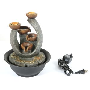 【Home Decor】Style 7 Tabletop FountainsWater Fountains Zen Indoor Fountain LED Lighting Office Desktop Fountain Water Decoration Lucky Feng Shui Basin Housewarming Gift for Friends