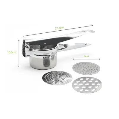 {SG} Stainless Steel Potato Ricer Masher for Fruit Vegetable Yam Squash Baby Food with Fine Medium Coarse