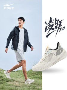 ERKE Mens Shock Absorption Running Shoes Lightweight Breathable Mesh Soft Sole Durable Black Sports Shoes