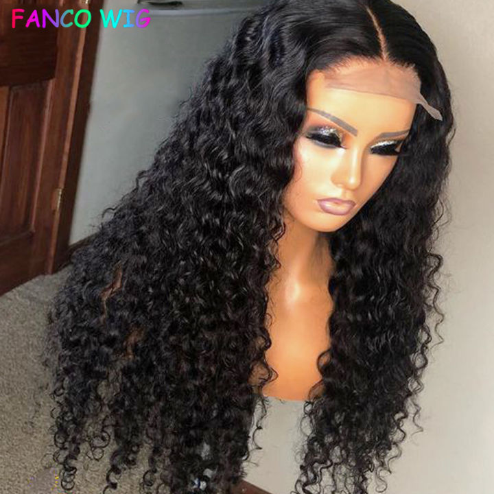 Deep Wave Closure Wig Human Hair Lace Frontal Wigs 180 Lace Front