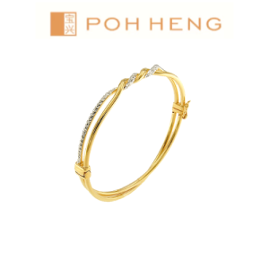 Poh Heng Jewellery 22K Interlace Bangle in Yellow White Gold[Price By Weight]